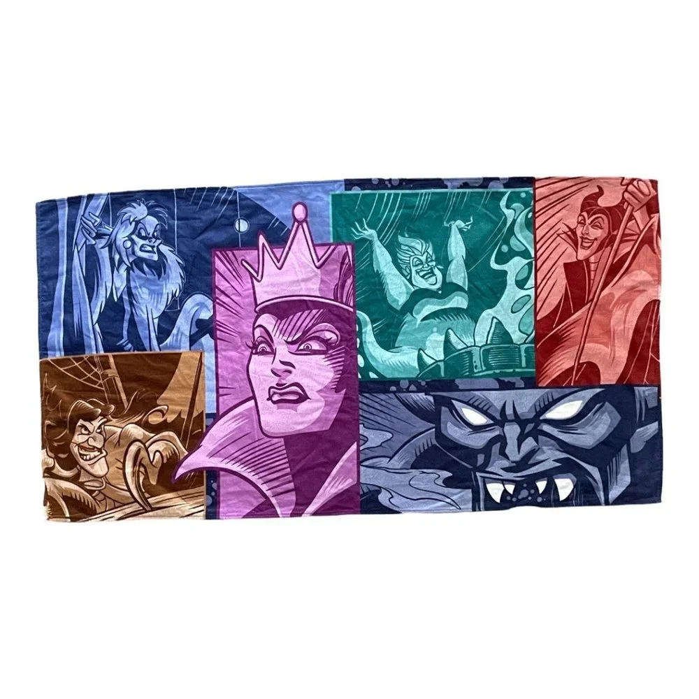 Disney Parks Villains Evil Queen Ursula Maleficent Captain Hook Beach Towel